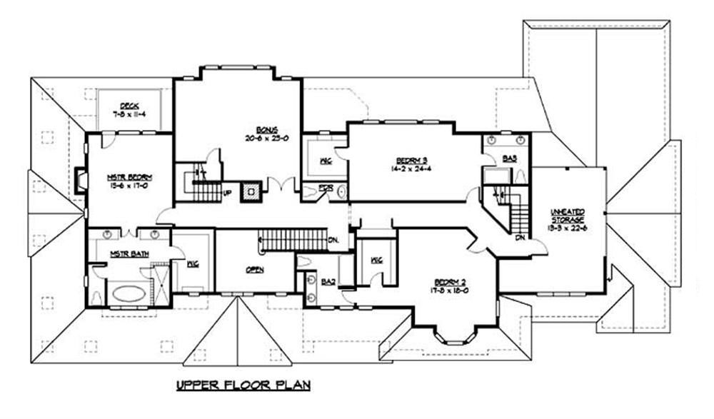 Floor Plan Second Story of Country Plan #115-1120